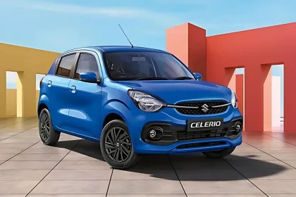 Maruti Suzuki Celerio 2025 in Speedy Blue, showcasing compact hatchback design for Telugu urban commuters