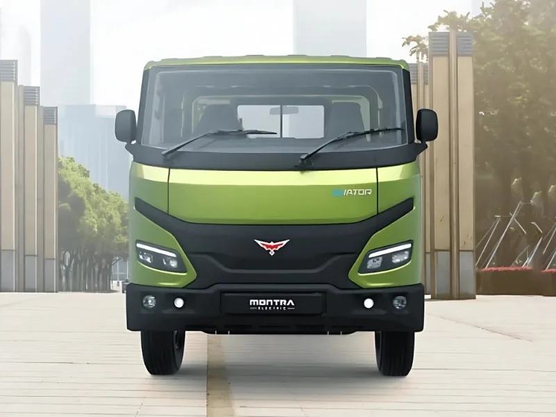 Interior of Montra Electric Eviator 2025 cabin with digital dashboard and ADAS for efficient transport