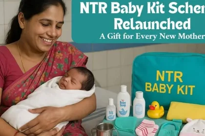 New mother receiving NTR Baby Kit in Andhra Pradesh government hospital, 2025