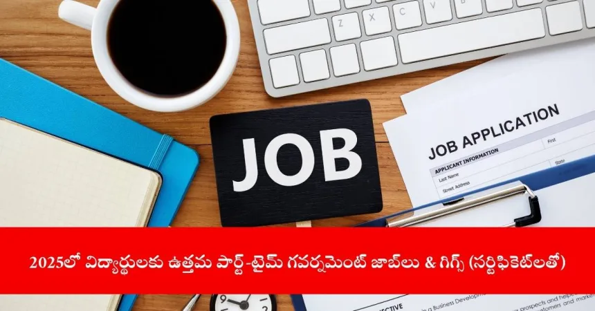 Student applying for part-time government job online, India 2025