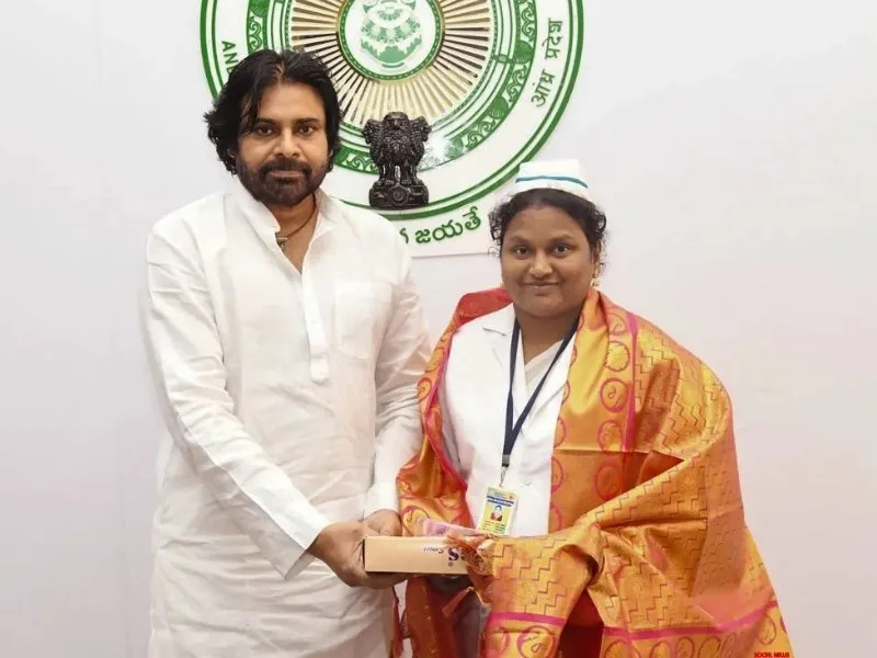 Pawan Kalyan felicitating nurses for outstanding services in Pithapuram during 2025 nurses meeting