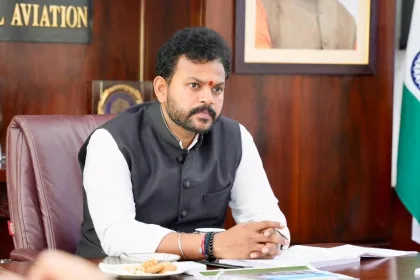 Union Minister Rammohan Naidu with Y-Plus security personnel in Andhra Pradesh, 2025