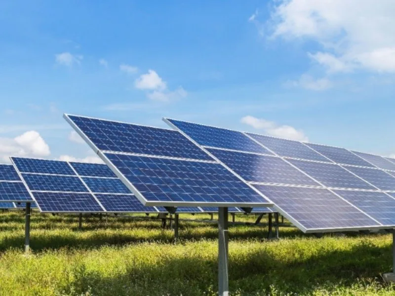 Illustration of Reliance Green Energy’s hybrid renewable energy complex in Andhra Pradesh, set to launch in 2025.
