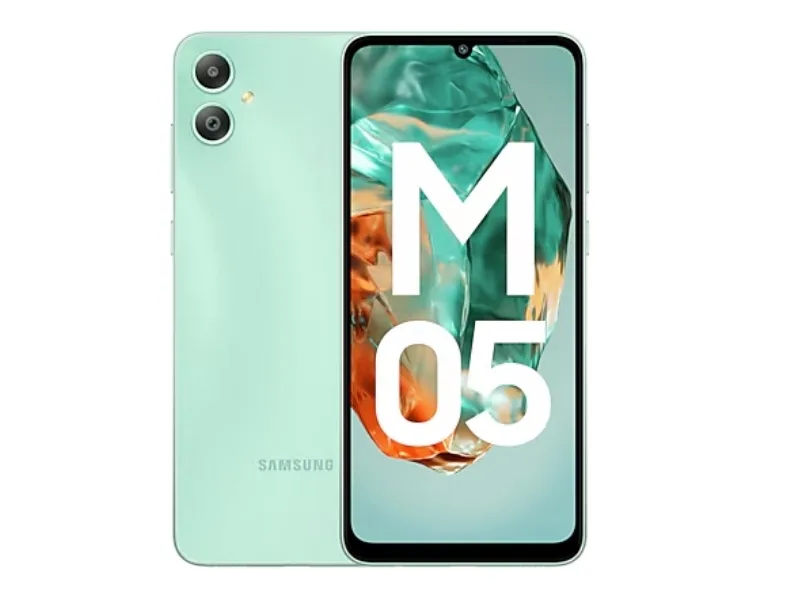 Samsung Galaxy M05 smartphone showcasing features under 7000