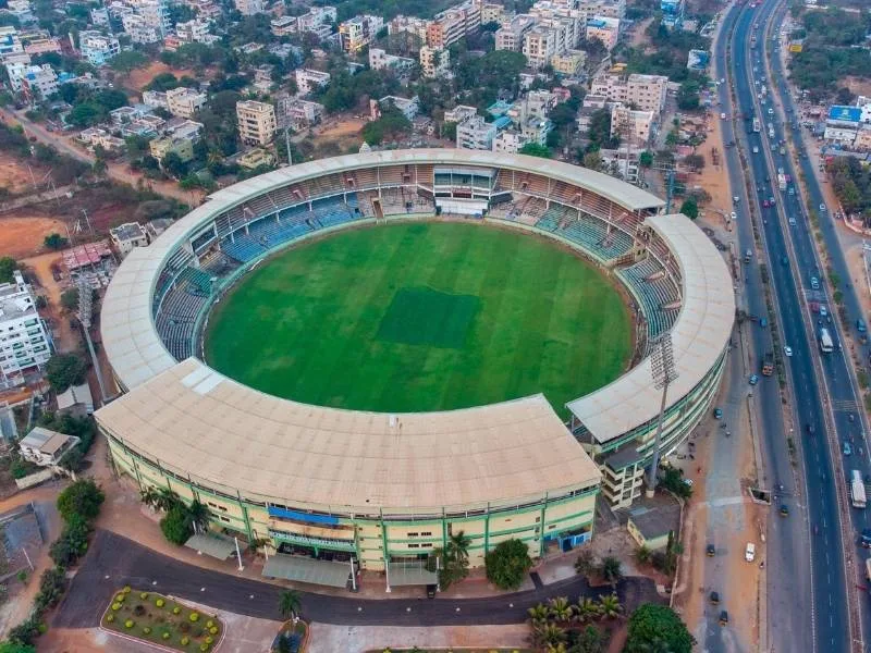 Aerial view of the planned Sports City in Amaravati featuring the international cricket stadium in 2025