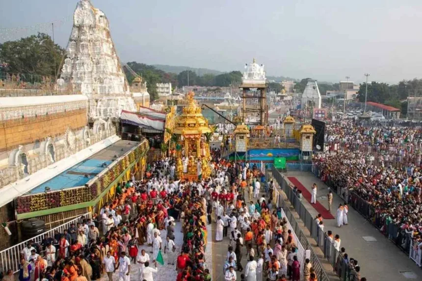 Devotees performing Srivari Seva at Tirumala temple