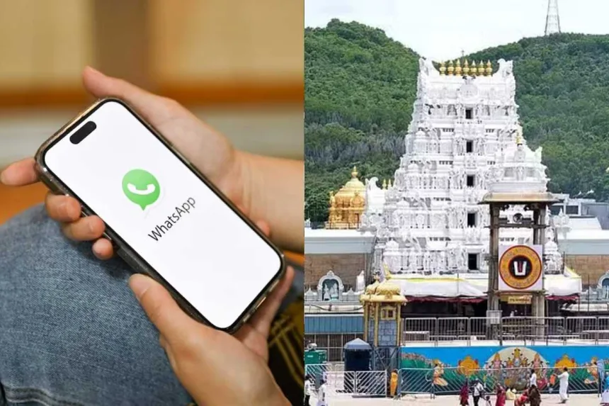 QR code for TTD’s WhatsApp feedback system displayed at Tirumala temple in 2025