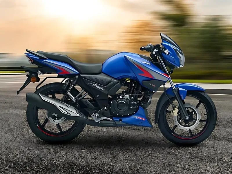 Close-up of TVS Apache RTR 160 digital instrument cluster with Bluetooth connectivity