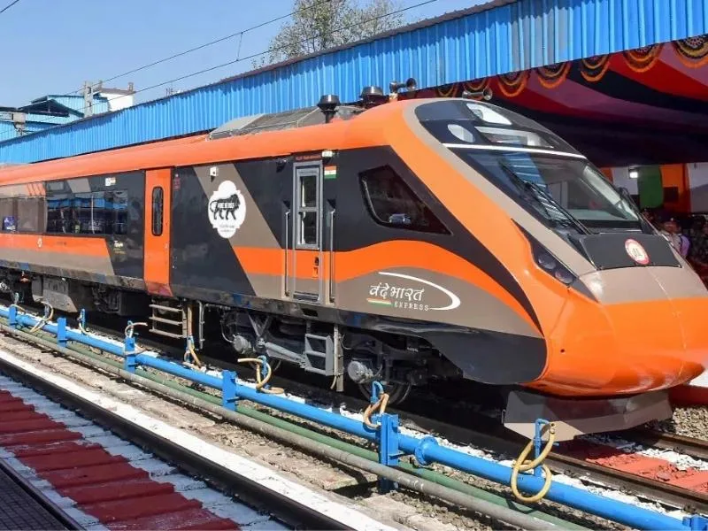 Illustration of Vande Bharat Express train connecting Vijayawada and Bangalore, proposed for 2025.