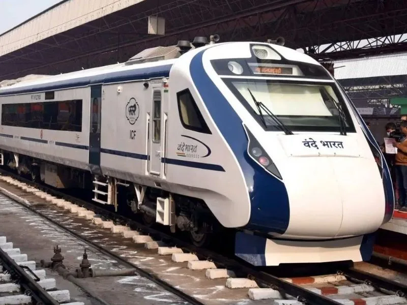 Vande Bharat Express train undergoing maintenance at Vijayawada depot in 2025