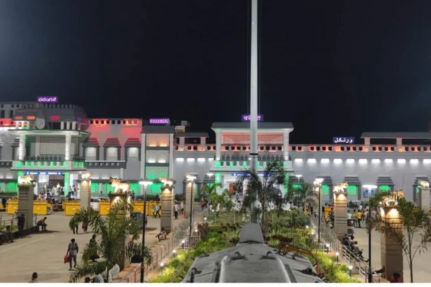 Modern Warangal railway station with Kakatiya architecture, set to reopen on May 22, 2025.