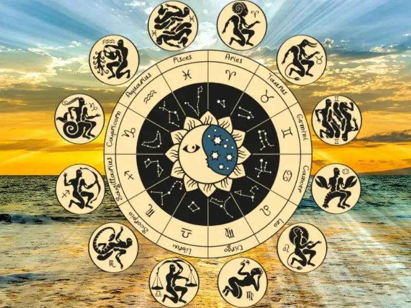 Colorful zodiac signs illustration for daily horoscope predictions on May 17 2025