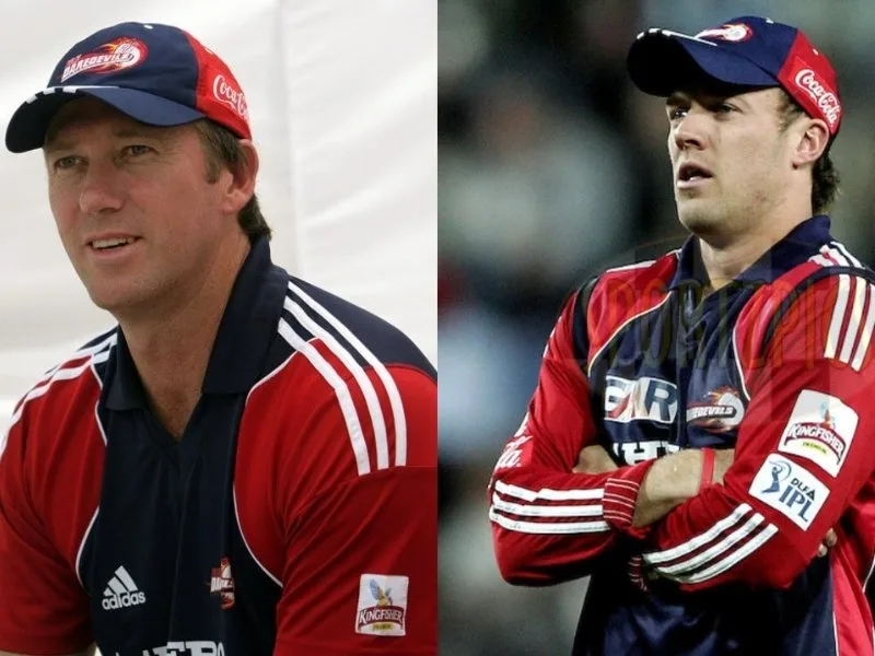 Delhi Daredevils team with AB de Villiers, Glenn McGrath, and others in IPL 2008 season.