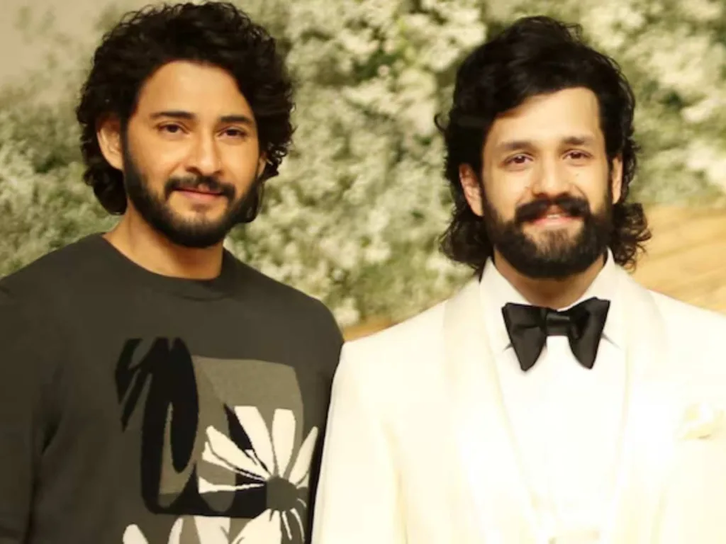 Mahesh Babu and Akhil Akkineni at the grand wedding reception in Vijayawada 2025
