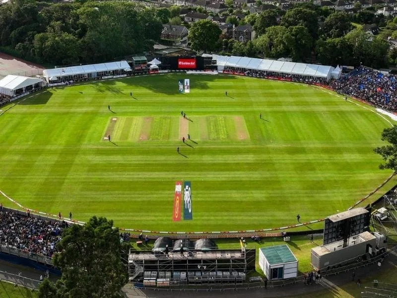 Ireland and West Indies 1st T20I match at Bready Cricket Club in 2025.