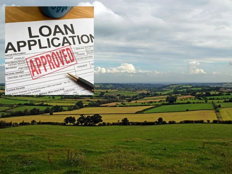 Social media post about land purchase loan eligibility and interest rates trending in 2025