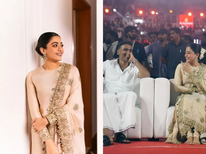 Social media screenshot of Rashmika and Dhanush’s viral Instagram post trending in 2025