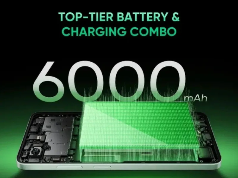 Close-up of Realme C73 5G 50MP dual rear camera module in 2025