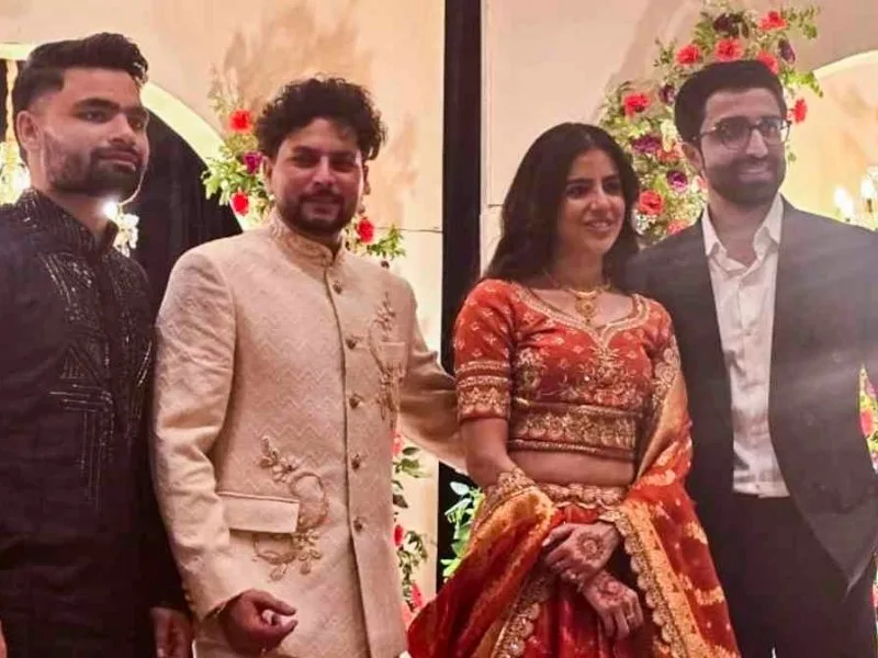 Rinku Singh at Kuldeep Yadav’s engagement with Vanshika in Lucknow, June 2025.