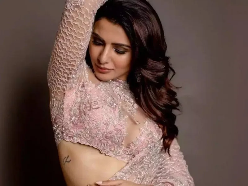 Close-up of Samantha Ruth Prabhu’s back showing no YMC tattoo in 2025