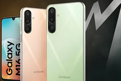 Close-up of Samsung Galaxy M16 5G 50MP rear camera module in 2025