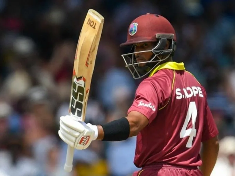 Shai Hope batting for West Indies in the 2nd T20I against England in Bristol, 2025.
