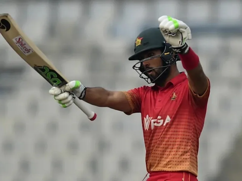 Sikandar Raza batting for Old Hararians in the Vigne Cup 2025 match against Rainbow Cricket Club in Harare.