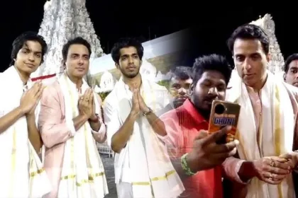Sonu Sood with family at Tirumala temple during darshan in 2025
