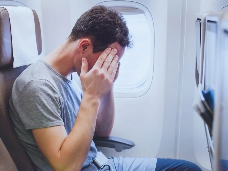 Social media post showcasing flight fear hacks trending in 2025