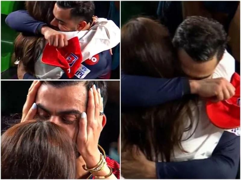  Virat Kohli rushed towards his wife and actor Anushka Sharma, embracing her in a lovely moment.