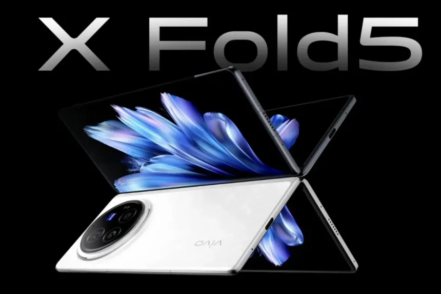 Vivo X Fold 5 in titanium finish displayed for India launch in 2025