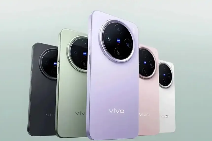 Vivo X200 FE smartphone in Blue color showcased in a tech store in India in 2025