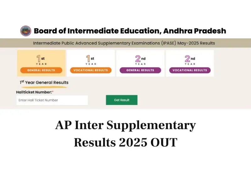 AP Inter Supplementary Results 2025 interface on BIEAP portal, 2025