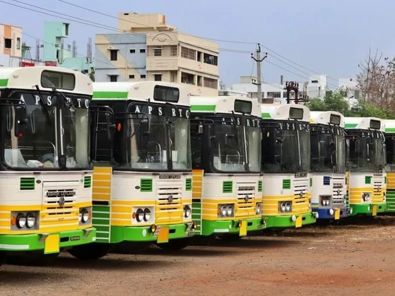 APSRTC bus displaying free travel scheme for women in Andhra Pradesh 2025

