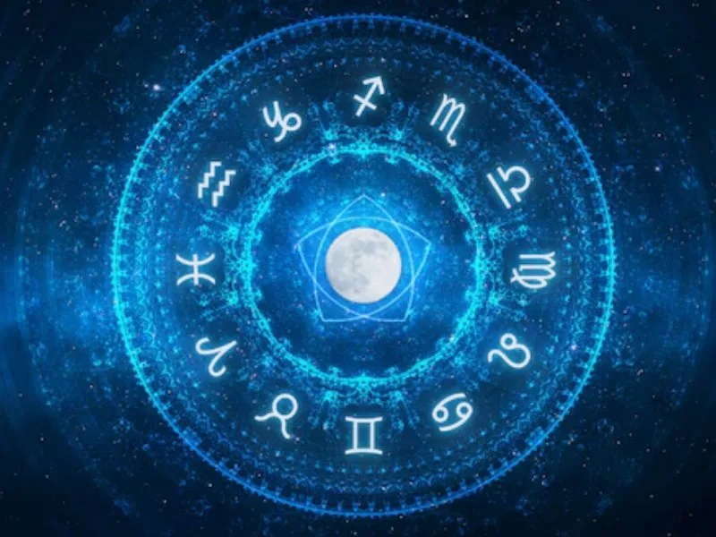 Astrological chart illustrating zodiac predictions for love, career, and health for June 26, 2025, in Telugu.