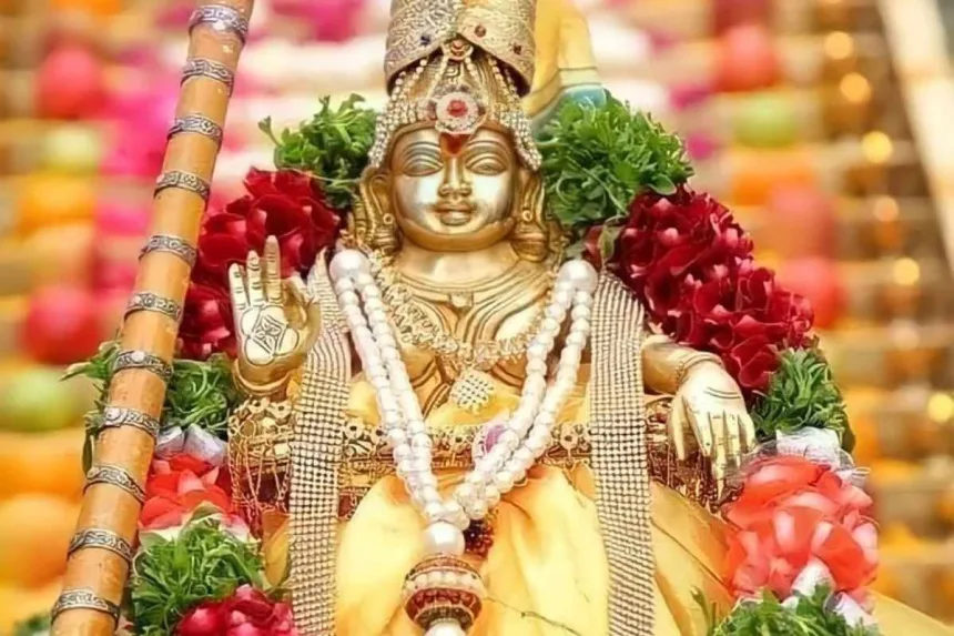 Lord Ayyappa Swamy at Sabarimala temple, symbolizing his divine presence for 2025 yatra devotees.