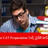 student studying with CAT preparation books on desk, India 2025