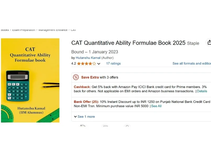 CAT 2025 preparation books and study material interface on Amazon, 2025