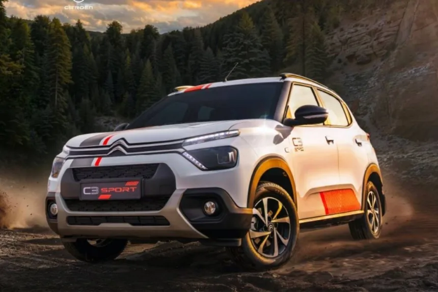 Citroen C3 Sport Edition in Garnet Red, launched in India 2025 at Rs 6.44 lakh with sporty decals and dual-tone interior