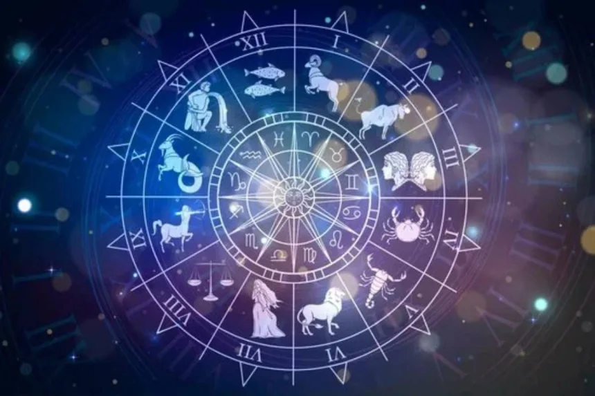 Zodiac wheel showcasing daily horoscope predictions for June 23, 2025, for all rasi from Mesha to Meena in Telugu.