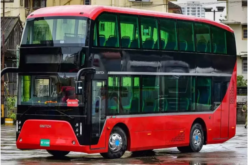 Ho Ho double decker bus in Vizag ready for 2025 tourism, showcasing open-top design.