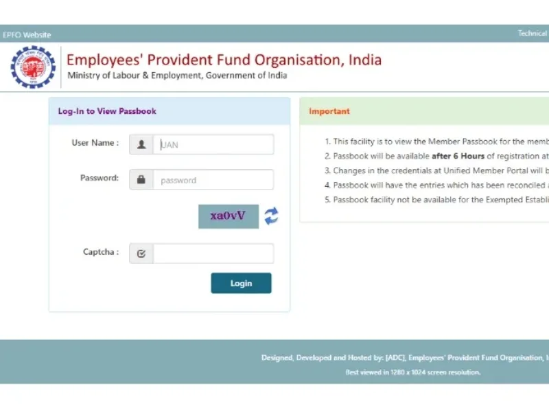 EPFO passbook portal interface for checking 2024-25 interest, 2025