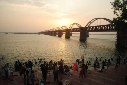 Foundation stone laying ceremony for the Rs 94.44 crore Akhanda Godavari Project in Rajahmundry for 2027 Pushkaralu.