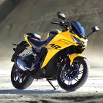 Hero Karizma XMR 210 2025 in Iconic Yellow, showcasing aggressive sporty design with 210cc engine for Indian riders