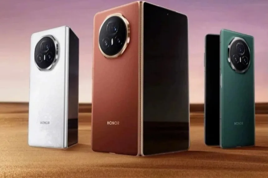 Honor Magic V5 foldable smartphone with 64MP periscope telephoto camera, launching on July 2, 2025, in China.