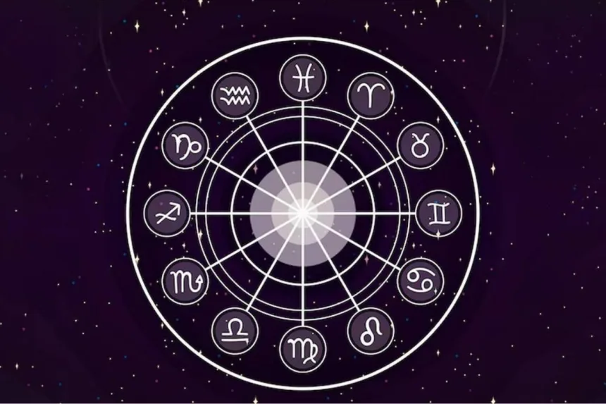Zodiac wheel showcasing horoscope predictions for all sun signs on June 15, 2025.