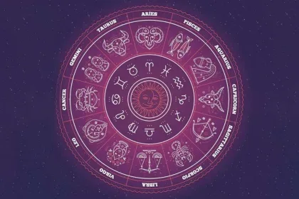 Zodiac wheel showcasing horoscope predictions for all sun signs on June 19, 2025, with introspection theme.