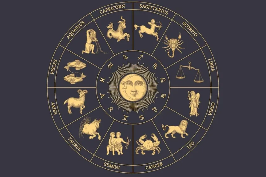 Zodiac wheel with astrological predictions for all sun signs for June 7, 2025