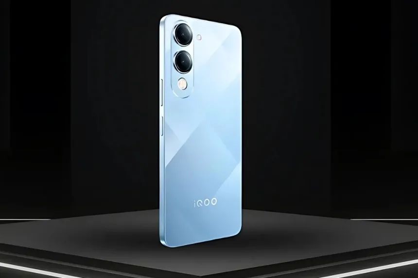 iQOO Z10 Lite 5G in Titanium Blue, launching in India on June 18, 2025, with 6000mAh battery and 50MP Sony camera.