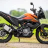 KTM 390 Adventure 2025 in orange color on an Andhra Pradesh off-road trail